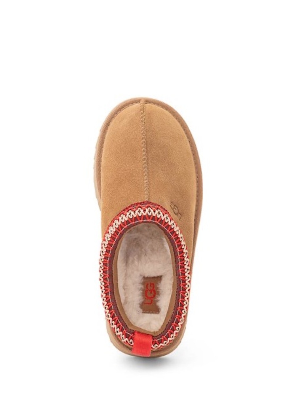 Brand New UGG Tazz Chestnut Suede Slip-On Mule with Red Trim - Picture 3 of 7